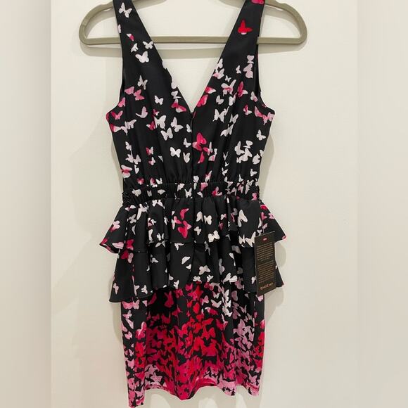 NWT Bebe Butterfly Peplum Sleeveless Dress Size xs - Picture 5 of 6